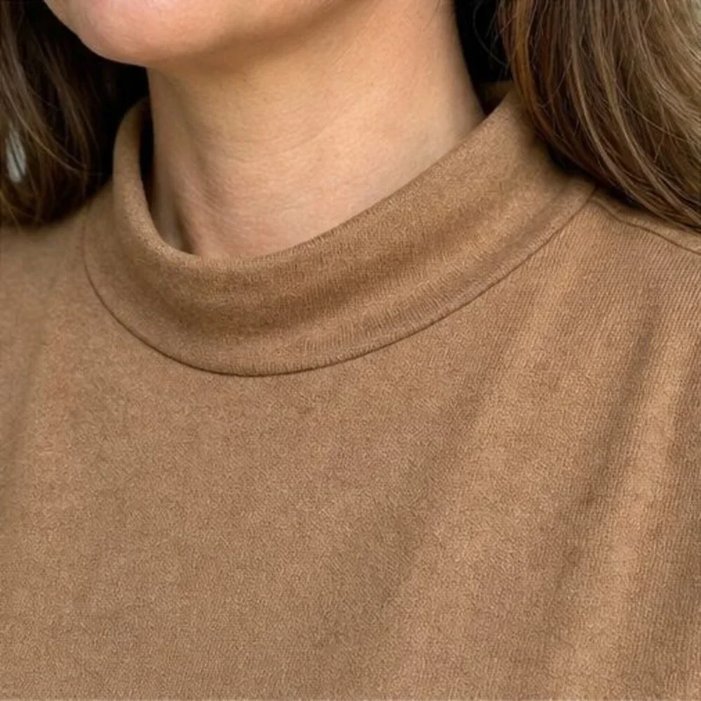 Camel V Neck Top